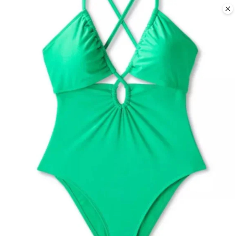 Shade & Shore Women's Plunge Cut Out One Piece Swimsuit - Green Size Small